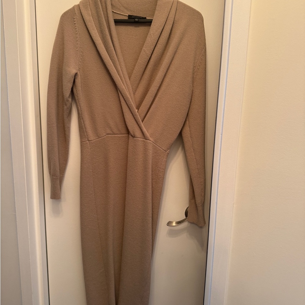 Ann Taylor Tan Long Sleeve Wrap Dress